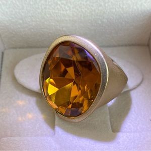 Kenneth Jay Lane Vintage golden Brown played Statement Ring - Adjustable